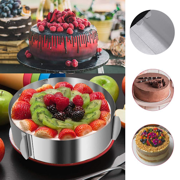 Kage Ring 6 til 12 Tommer Justerbar Rund Rustfrit Stål Kage Mousse Form Ring Bageudstyr Kage Dekoration Form Bage Ring
