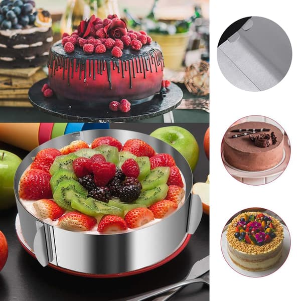 Kakeform 6 til 12 tommer Justerbar Rundt Kake Mousse Form Ring Bakeware Verktøy Kakedekorering Mold Baking Ring