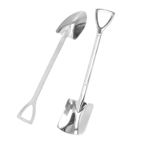 2 stk. Spadeskjeer i Rustfritt Stål, Solid, Slitesterk, Antikorrosjon, Blank, Ergonomisk Design, Bredt Brukt Dessertsskjeer, Sølv