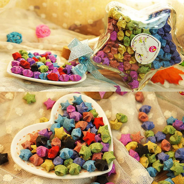 Origami-stjärnor Papperspaket DIY-papper, 360/520 ark, flerfärgad glitterorigami för barns konst- och hantverksprojekt