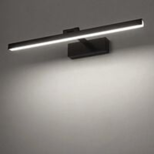 Badrumsspegel Ljus 6000K Kall Vit 12W LED Badrumslampa Modern Inomhus Badrumslampa Svart Lampa Badrumsbelysning 1000LM 50CM