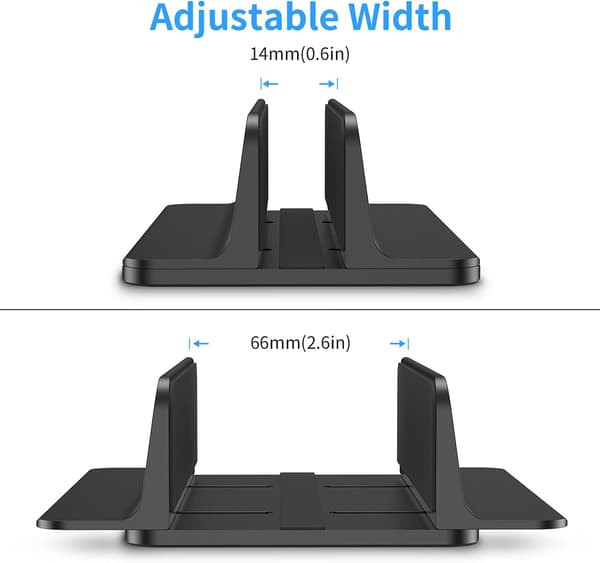 Sort - Vertikal Laptop Stand, Justerbart Aluminium Stand til Mac