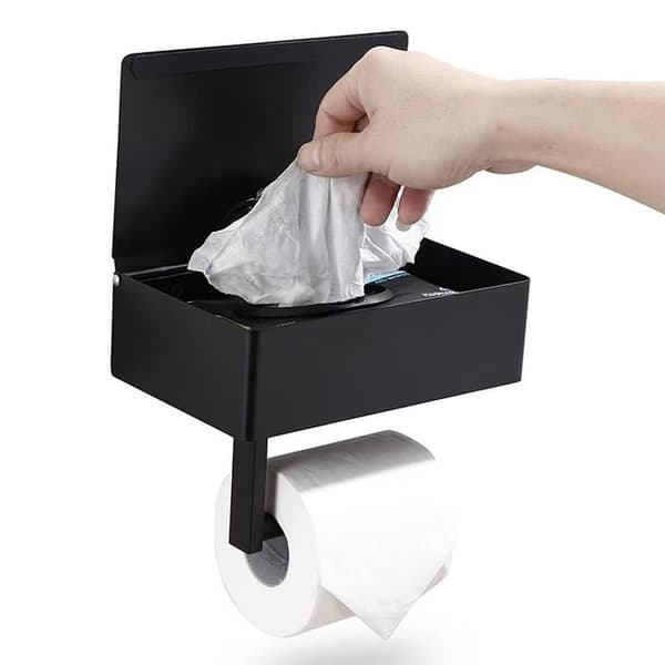 Toiletpapirholder til vægmontering i sort - Toilet i rustfrit stål
