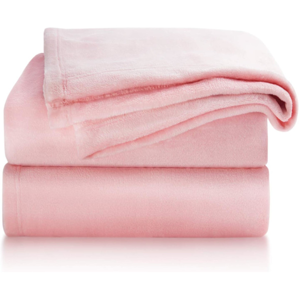 Fleecefilt i kaststorlek Rosa Lättviktig filt Supermjuk och mysig filt i mikrofiber
