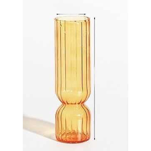 Dekorativa glasprydnader Färgad randig glasvas (orange)