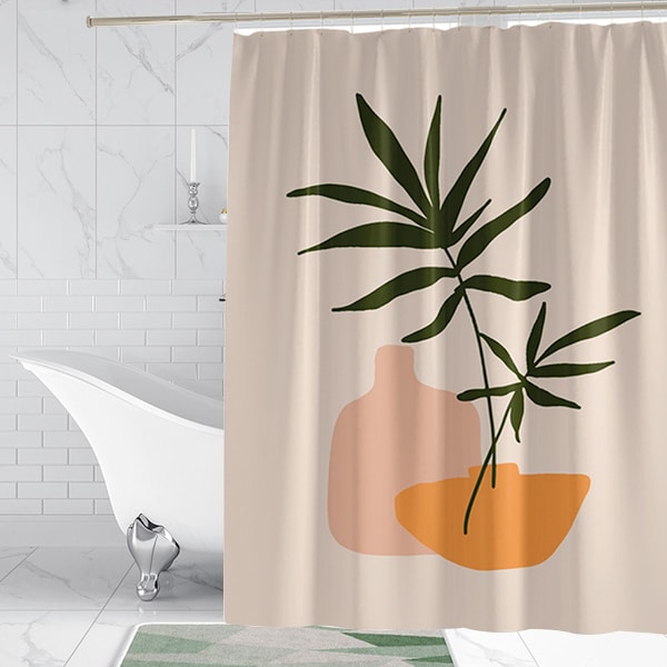 Blommig abstrakt duschdraperi 71 x 71 - Boho och minimalistisk