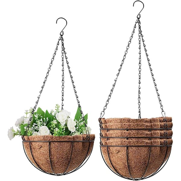 3 st metallhängande planteringskorg med kokosfiberfoder 25 CM rund