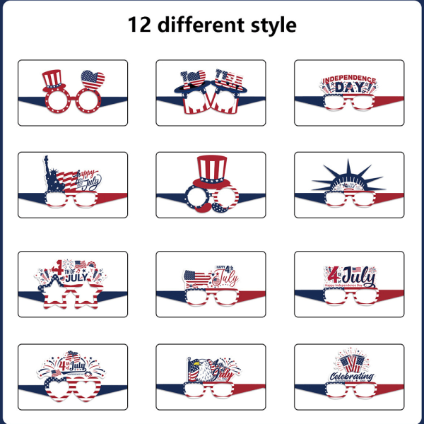 12PAK 4. juli dekorasjoner tilbehør, minnedag