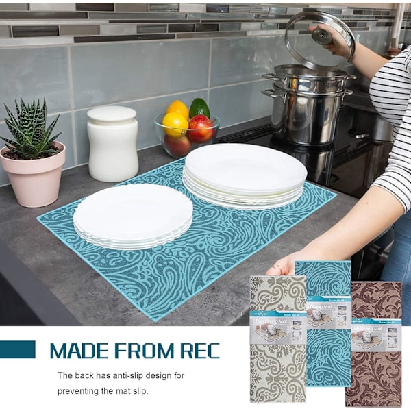 3 Pakke Opvaskemåtter Absorberende Vendbar Mikrofiber Tørring