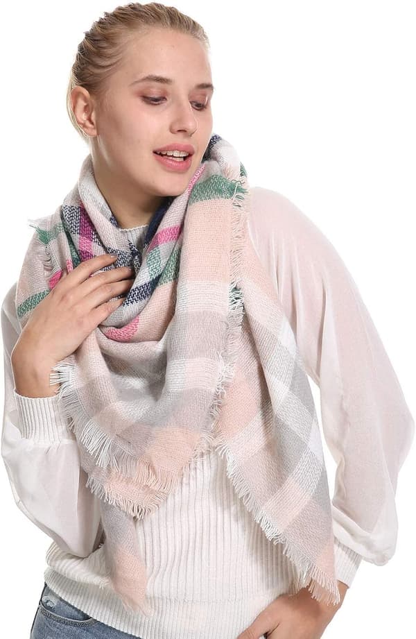 Plaid Tæppe Halstørklæde Vinter Efterår Halstørklæder til Kvinder, Varmt Blødt Tykt Oversized Tartan Sjaler Wraps Halstørklæder