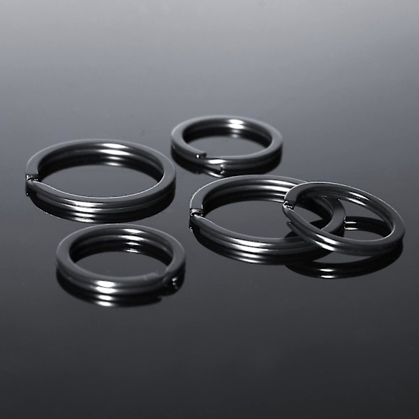 Litteät avaimenperät Avaimenperärenkaat Metalliset halkeavat renkaat Avaimenperät Avaimenperärenkaan halkeavat renkaat Auton ja kodin avaimille, koiran tarroille, 35 mm ja 25 mm, musta, 40 kpl