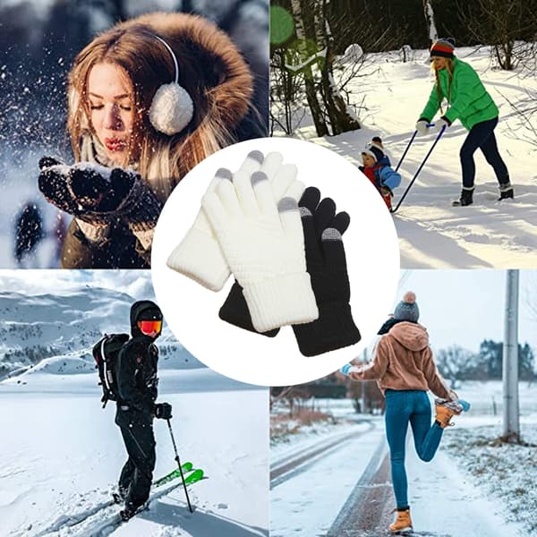 Vinter Pekskärmshandskar, Varma Stickade Handskar Elastisk Manschett, Vinterhandskar