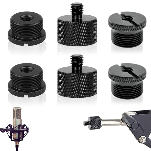 6 stk Mikrofongjenge Adapter svart