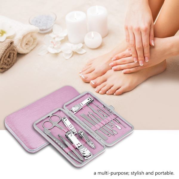 15 st rostfria nagelsaxar, nagelklippare, set för fingernaglar och tånaglar (rosa)