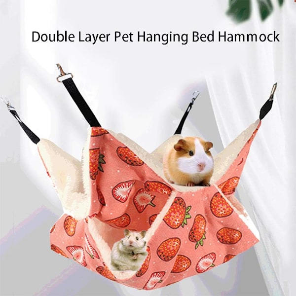 Pieni eläinhammikko, kaksinkertainen lämmin riippuva hammock-vuode, chinchillan ja fretin hammock, pieni lemmikkihammikko hamsterille, fretille, papukaiijalle, marsulle