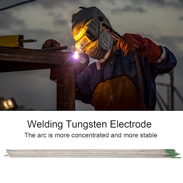10 st Pure Tungsten Elektroder Grön Spets för Argonbågssvetsning Nålar WP 1,0 x 150MM