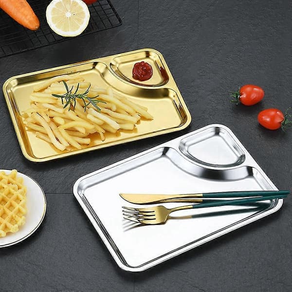 Rustfritt Stål Plate Rektangulær Brett Praktisk Flatbunnsbrett Rektangulært Brett Restaurant Flat B