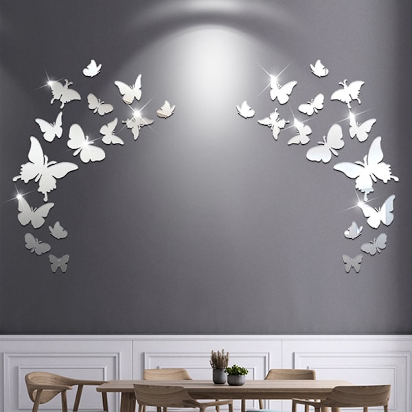 30x Butterfly Kombination 3D Spejl Vægsticker Udgående