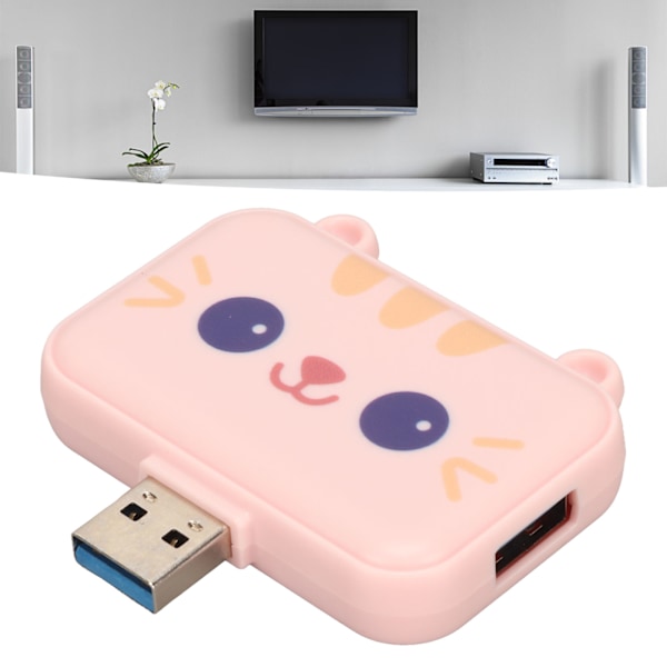 3 in 1 USB Hub Multifunction USB A to USB3.0 and 2 USB2.0 USB Port Expander for Mouse Keyboard Laptop PC Pink