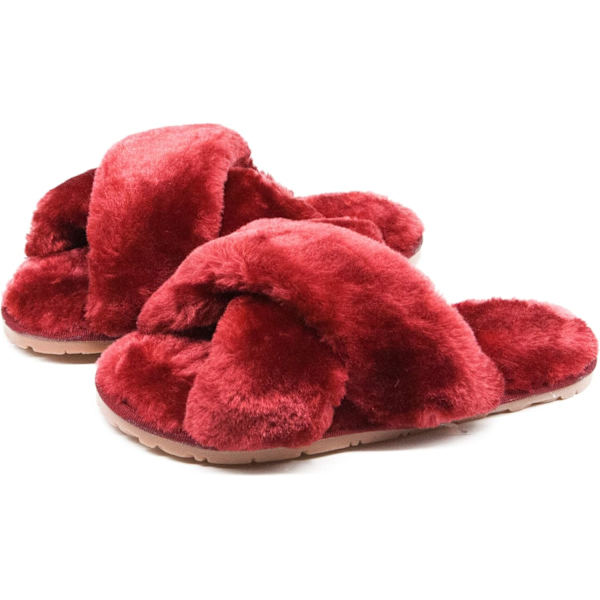 Dames Pels-Tøfler Flip Flop Åben Tå Cozy Hus Memory Foam S
