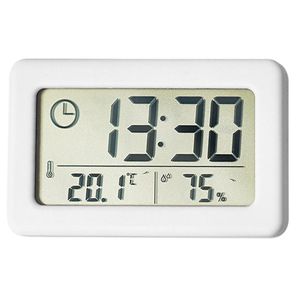 Enkel vækkeur, let og tynd, temperatur og luftfugtighed