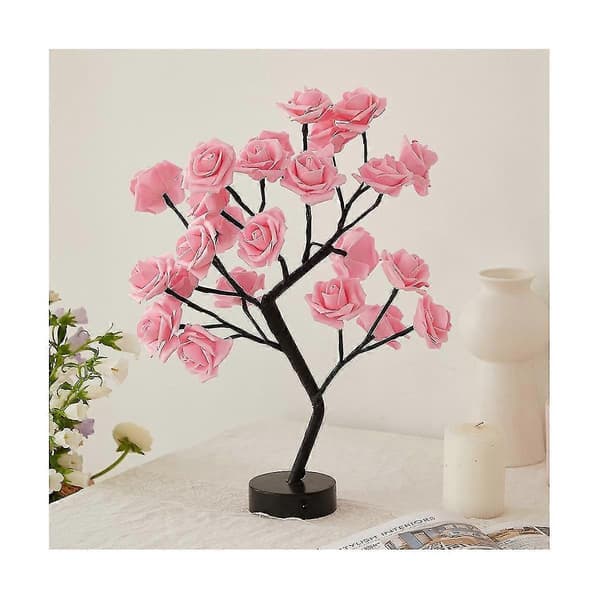 USB-batteridrevet LED-bordlampe Blomsterlyslenke Dekor Valeninesdag A