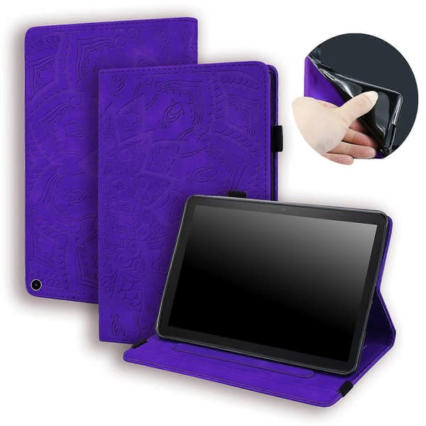 För /fire Hd 10plus Gen 11 (2021 års modell) Mönstrat PU-läderfodral (rosa)