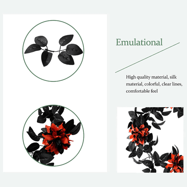 1 stk, 175 cm lang, Kunstig svart vintreet, Hengende blomsterkrans