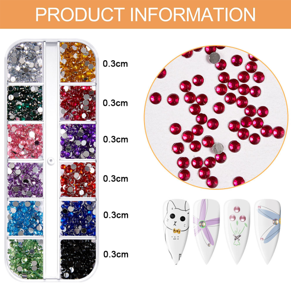 Nail Art Strass, Flatback Nail Studs Horse Eye Strass för Nail Art dekorationer style 3