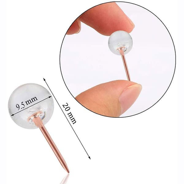 100 stk Transparent Runde Push Pins Korktavle Pins Roségull