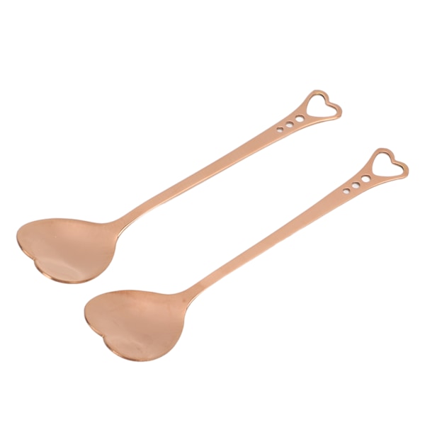 2 stk Dessertsskjeer Hjerteformet Design i Rustfritt Stål Slitesterkt Håndtak Bredt Brukt Kaffeskjeer Rose Gull