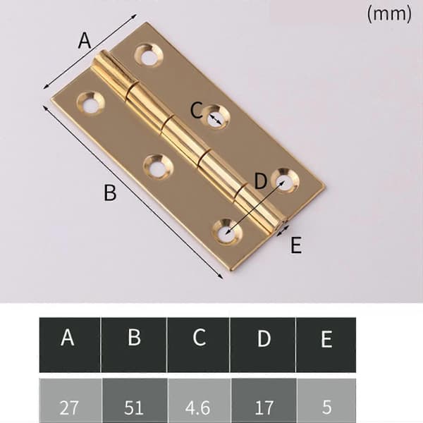 4 stk. Solid Brass Hip Hinge 5,1 cm Egnet for skapdører, koffert Rundt hjørne Tenon Brass
