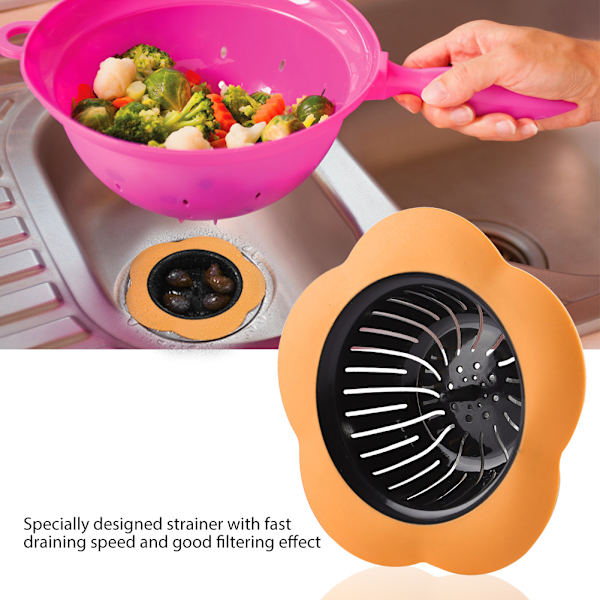 Orange Blomstformet Plastik Håndvask Si Strainer Aftapning Stop Køkken Badeværelse Tilbehør