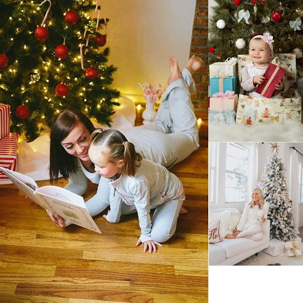 Nytolkad Julgransmatta, Paljett Snöflinga &amp; Snövitt Fuskpäls För En Vinterdröm, Dubbellagersdesign (122 cm)