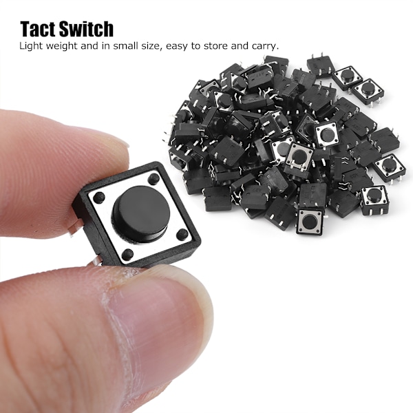 100 st Momentära Taktila Tryckknappsbrytare Mini Mikro Taktbrytare Tillbehör 12 x 12 x 5mm
