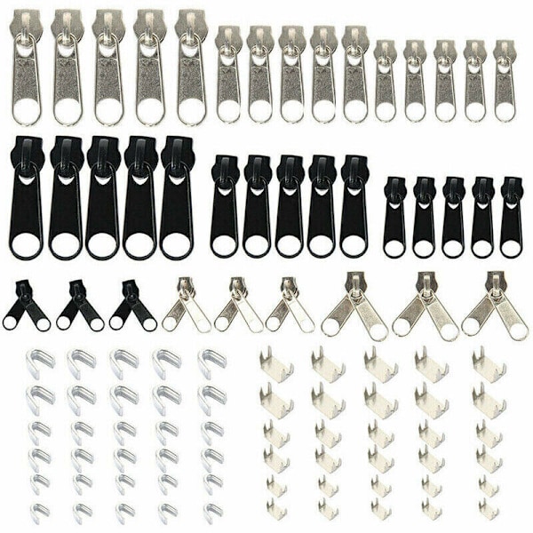85x Dragkedja Reparationssats Dragkedja Slider Metall Reparation & Tång DE