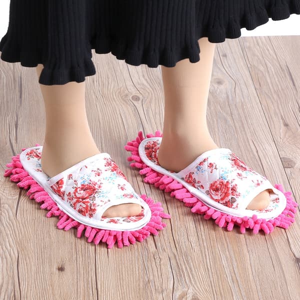 Golvstädningskompis, Mikrofiberskottskydd för Enkel Hushållsskötsel, Promenera & Städa, Halkfria Chenille Mopptofflor för Alla
