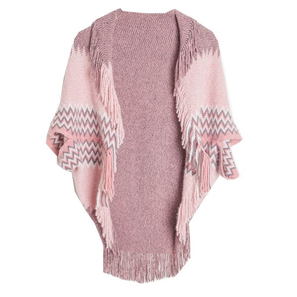 Dam varm sjal wrap öppen framsida poncho cape färgblock