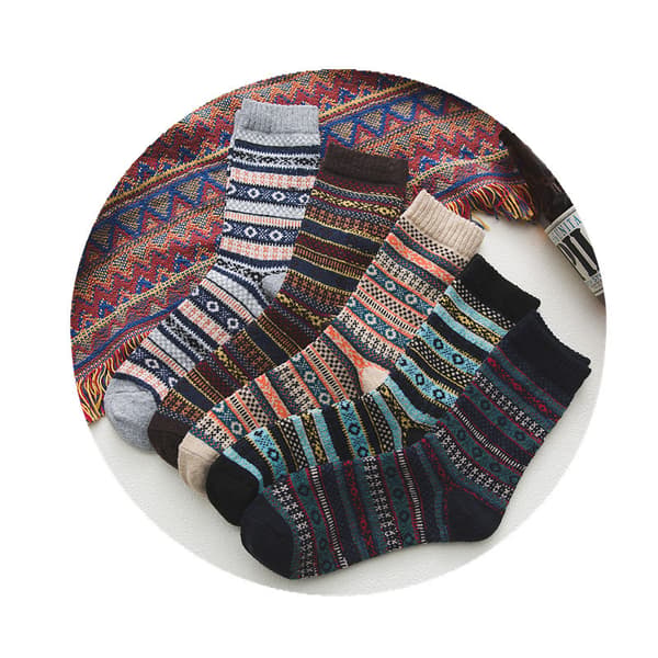 Mörk 5-delad retro vintermjuk och varm tjock stickad herrset