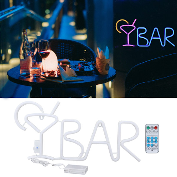 BAR Neon Lampe LED Neon Skilt 8 Lystilstande med Fjernbetjening til Hjemmebar Fødselsdagsfest Type 7