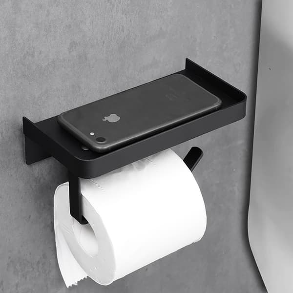 Toiletpapirholder uden boring med hylde, børstet rustfrit stål