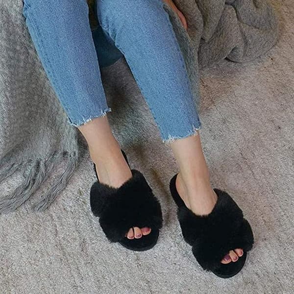 Varme kryds pels flip flops sorte 38-39