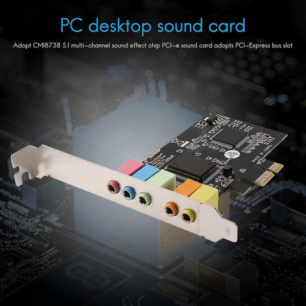PCIe Lydkort PCI-e X1 CMI8738 Chip 32/64 Bit Lydkort Stereo 5.1 Kanaler Stasjonær Integrert Lyd