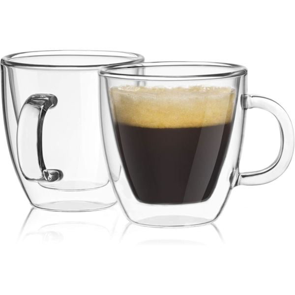 Dobbeltvæggede isolerede glas espressokrus (sæt med 2) - 160 ml