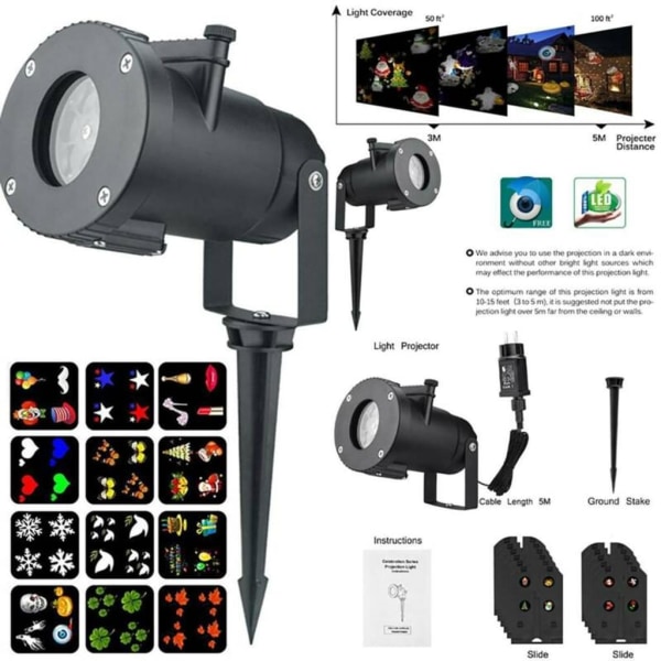 LED-projektorlampe Julelys LED-projektor for