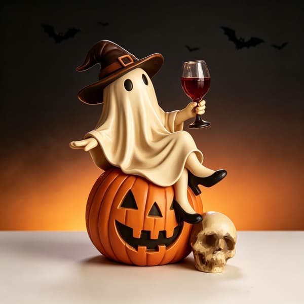 Halloween harpiks spøgelsesfigur, pynt med et glas