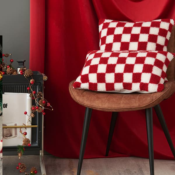 2-pack Jul Rutig Prydnadskudde Örngott Kuddfodral Dekor för Soffa Bil Sovrum Juldekor Style 2 30*50cm
