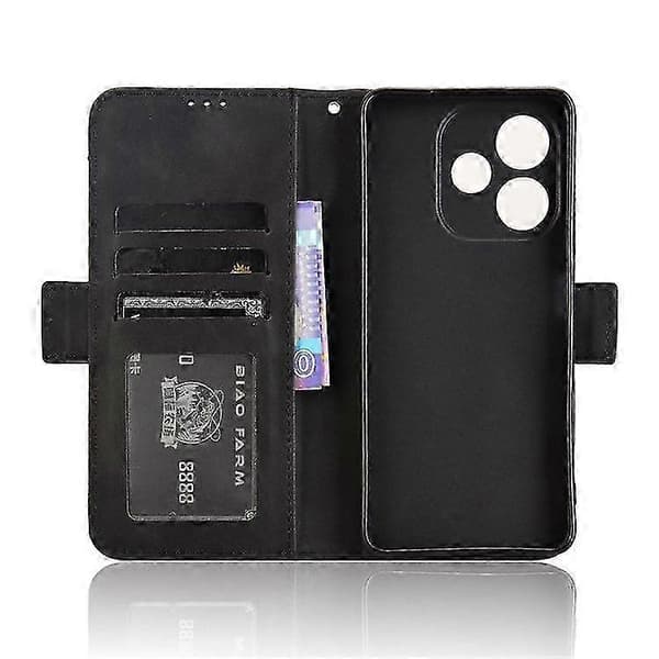 Plånboksfodral i läder för Oppo A5 Pro 5G med flera kortfack Black