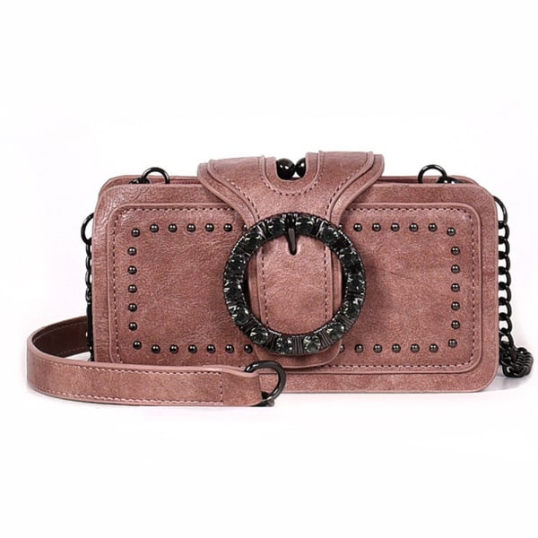 Crossbody-väska med kraftig textur, vintage diamantbelagt smal Pink