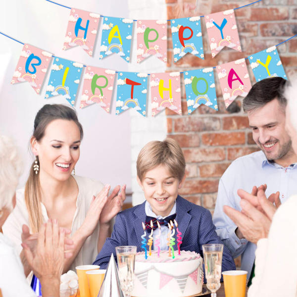 Glad födelsedag banderoll, montera färgglad födelsedag banderoll